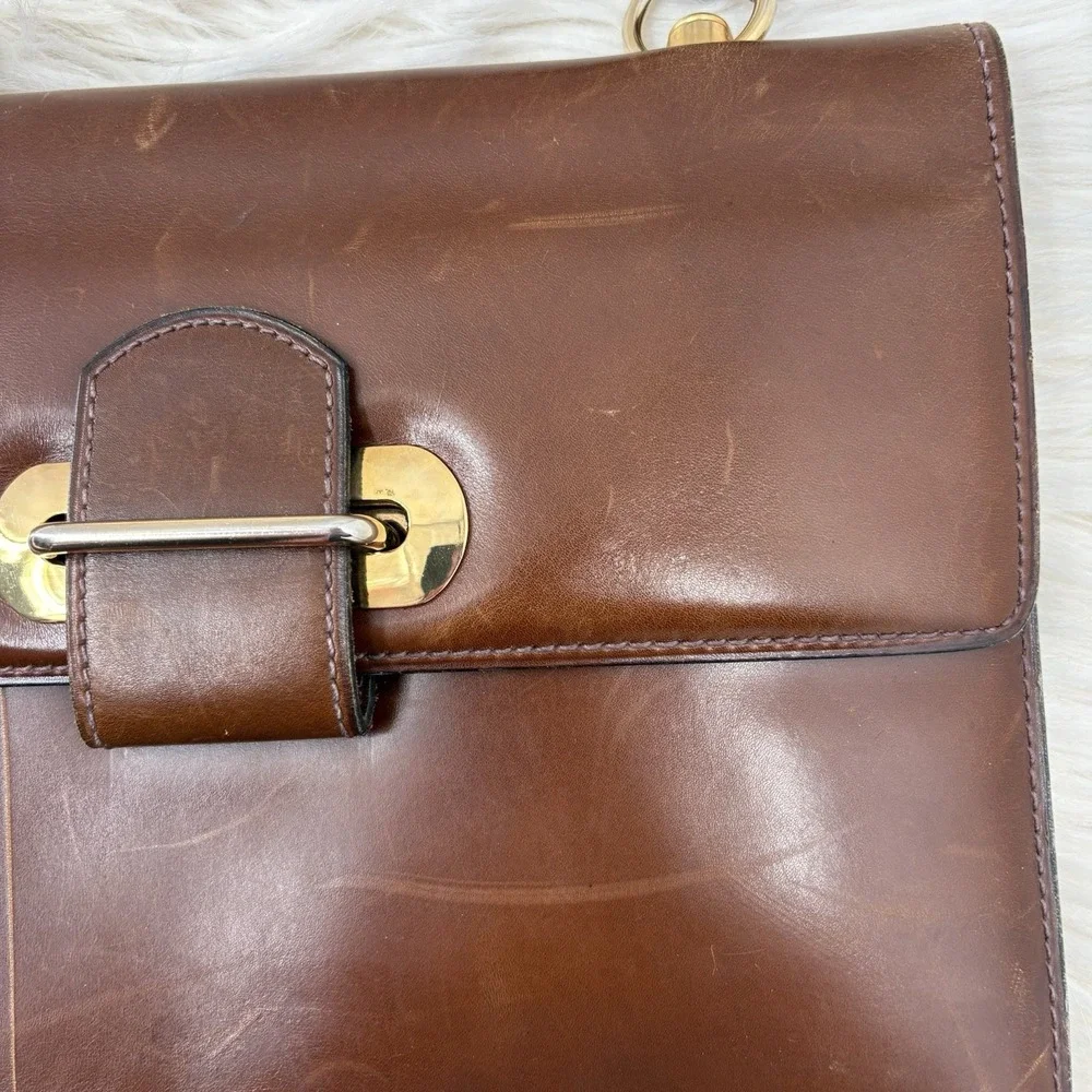 Antique Abercombie & Fitch Brown Leather Adjustable Strap Purse Safari Excellent